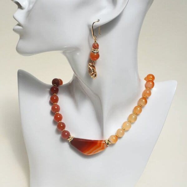 Carnelian Agate Dangle Earrings 2" Drop - Image 9