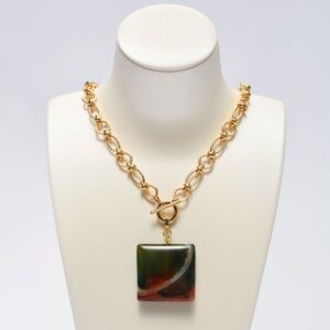 Agate Pendant Chain Necklace 18" Length