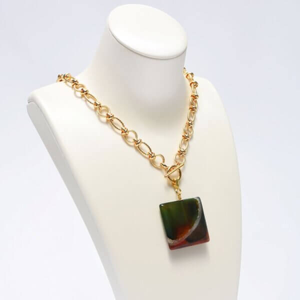 Agate Pendant Chain Necklace 18" Length - Image 2