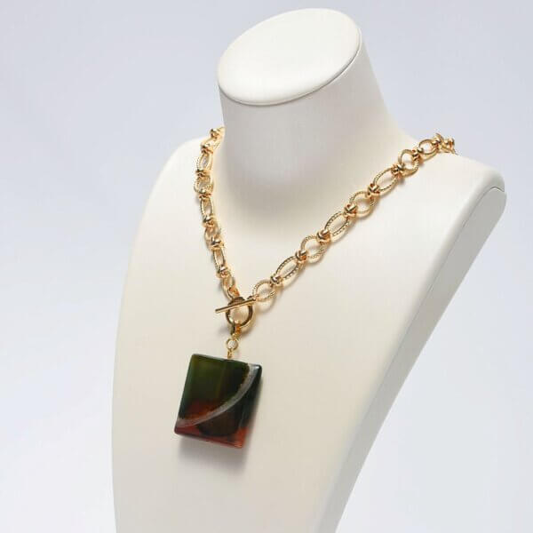 Agate Pendant Chain Necklace 18" Length - Image 3