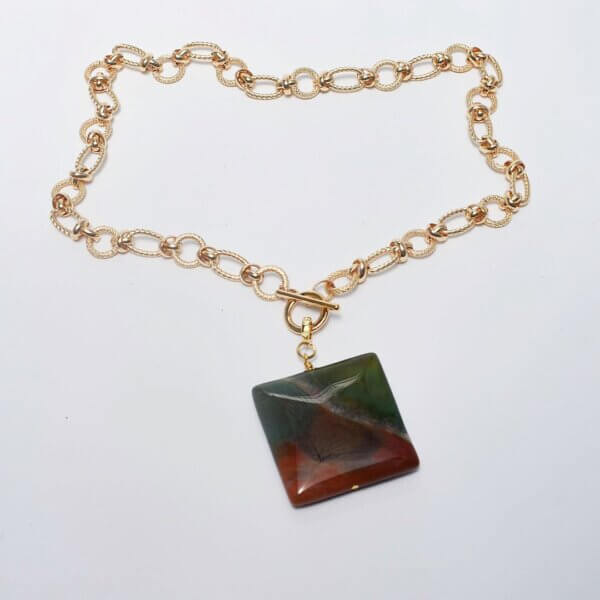 Agate Pendant Chain Necklace 18" Length - Image 5