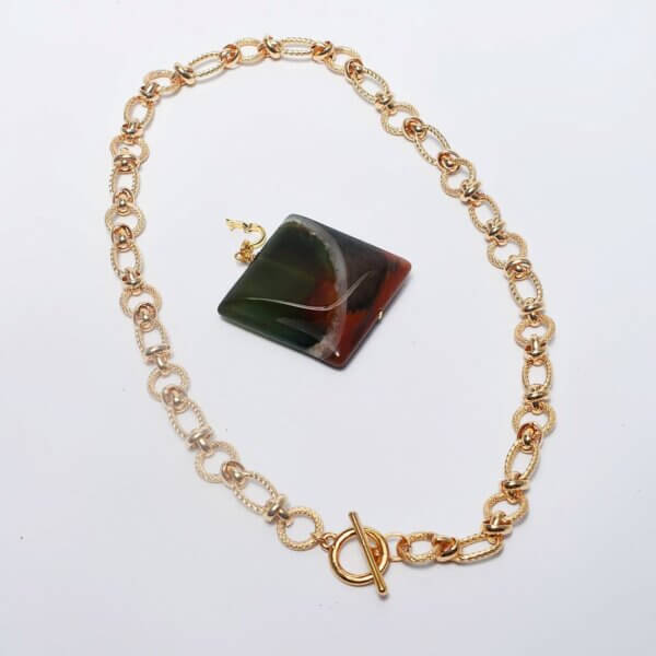 Agate Pendant Chain Necklace 18" Length - Image 6