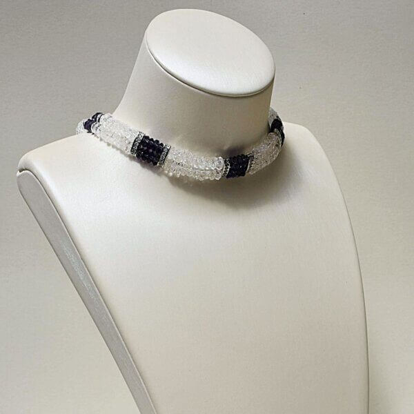 Amethyst + Clear Quartz Choker Necklace 15" - Image 4