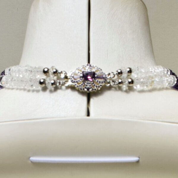 Amethyst + Clear Quartz Choker Necklace 15" - Image 5