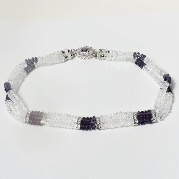 Amethyst + Clear Quartz Choker Necklace 15" - Image 6