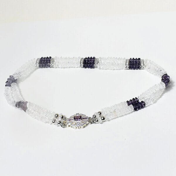 Amethyst + Clear Quartz Choker Necklace 15" - Image 7