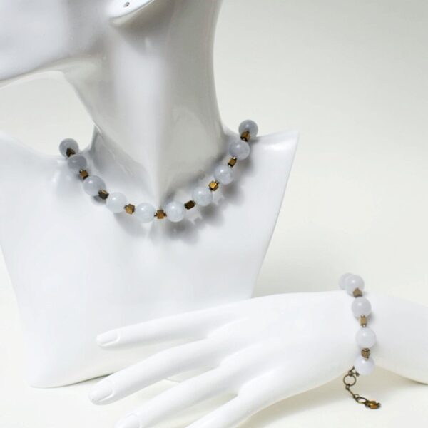 Aquamarine + Hematite Necklace 16" - 18" Adjustable - Image 8
