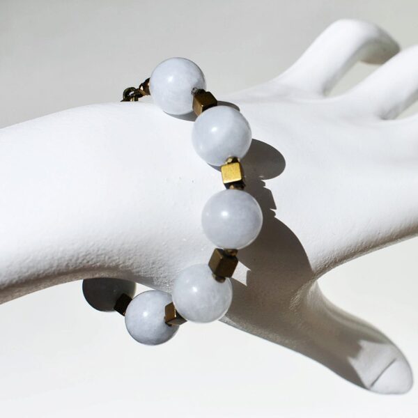 Aquamarine + Hematite Bracelet 6" - 7" Adjustable - Image 2
