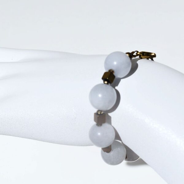 Aquamarine + Hematite Bracelet 6" - 7" Adjustable - Image 4