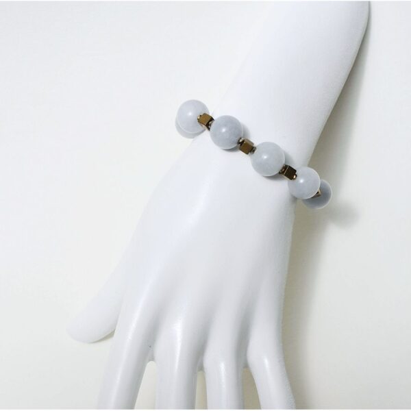 Aquamarine + Hematite Bracelet 6" - 7" Adjustable - Image 5