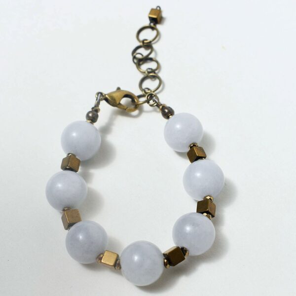 Aquamarine + Hematite Bracelet 6" - 7" Adjustable - Image 7