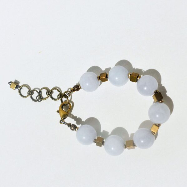 Aquamarine + Hematite Bracelet 6" - 7" Adjustable
