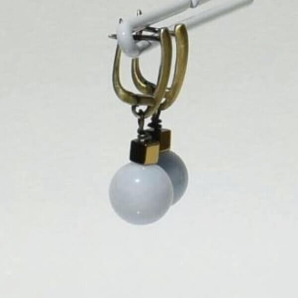 Aquamarine + Hematite Dangle Earrings 1/2"  Drop - Image 4