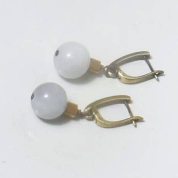 Aquamarine + Hematite Dangle Earrings 1/2"  Drop - Image 6