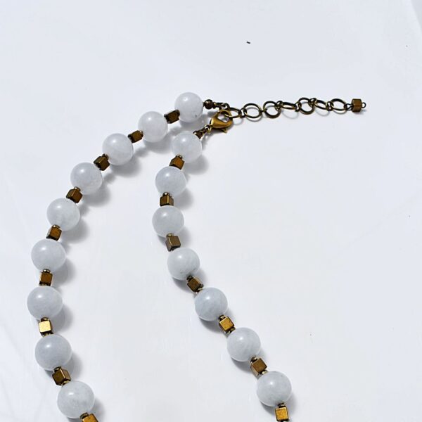 Aquamarine + Hematite Necklace 16" - 18" Adjustable - Image 6