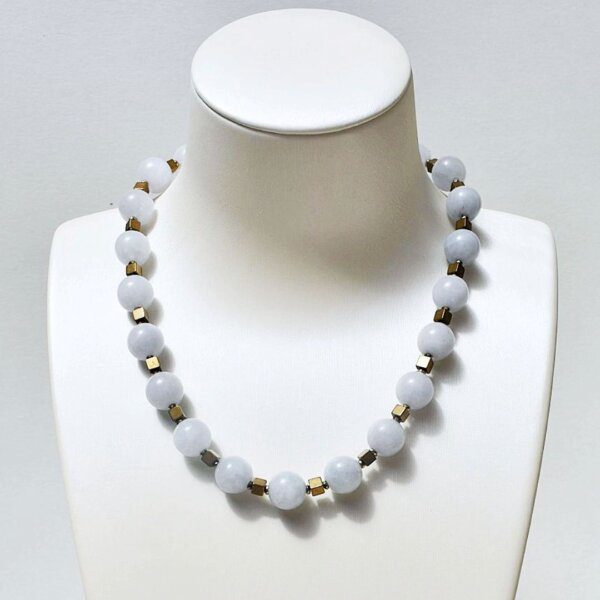 Aquamarine + Hematite Necklace 16" - 18" Adjustable