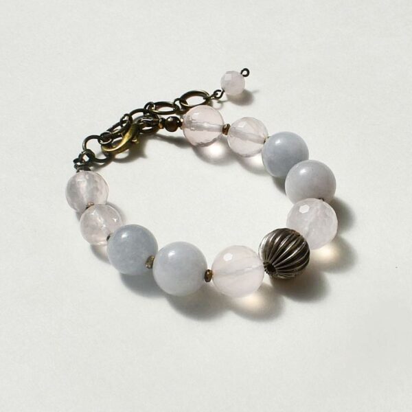 Aquamarine + Rose Quartz Bracelet 6″ - 7″ Adjustable