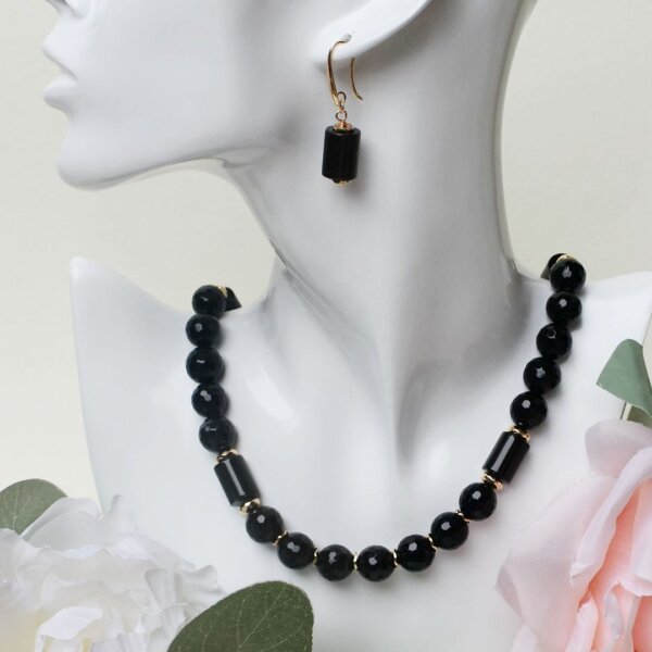 Black Agate Dangle Earrings 3/4" Drop - Image 8