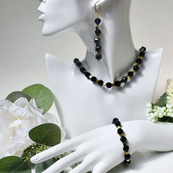 Black Onyx + Hematite Bracelet 7 1/2" Length - Image 10