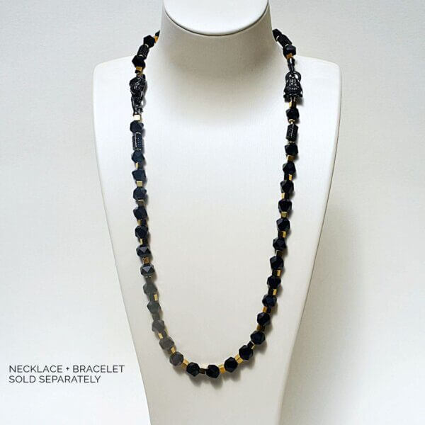 Black Onyx + Hematite Necklace 17" Length - Image 5