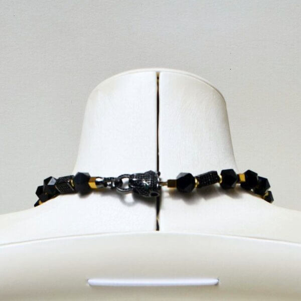 Black Onyx + Hematite Necklace 17" Length - Image 4