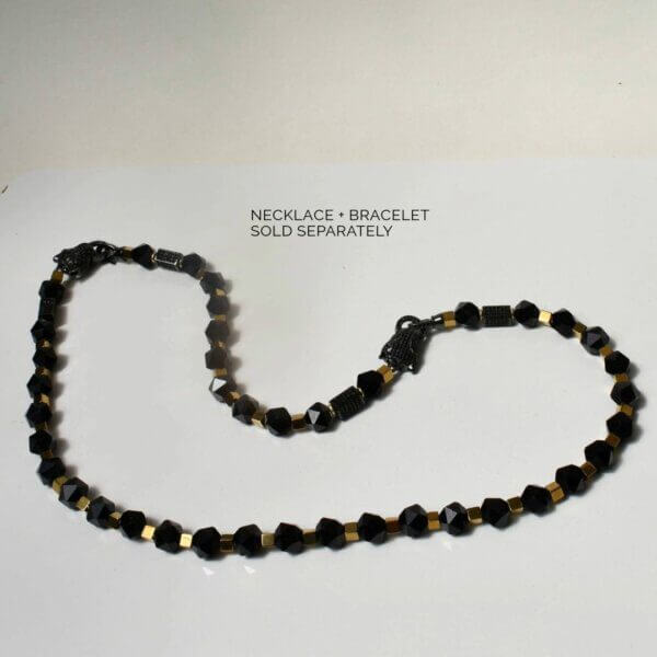 Black Onyx + Hematite Necklace 17" Length - Image 6