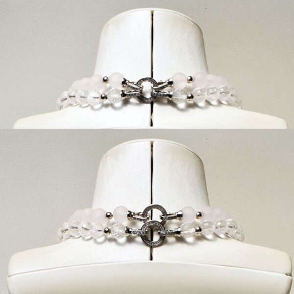 Clear Quartz + Rose Quartz Necklace Set, 16"/19" Lengths - Image 4