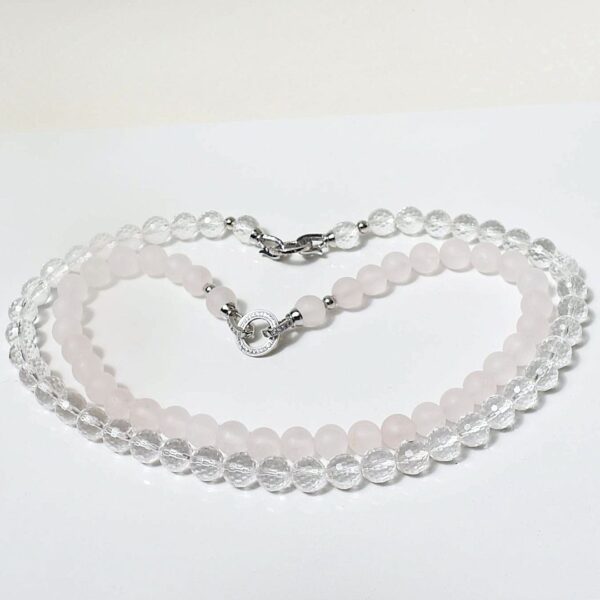 Clear Quartz + Rose Quartz Necklace Set, 16"/19" Lengths - Image 6