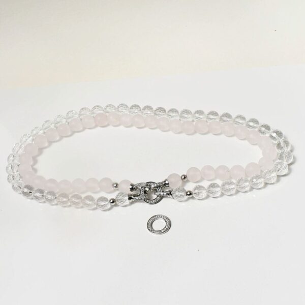 Clear Quartz + Rose Quartz Necklace Set, 16"/19" Lengths - Image 7