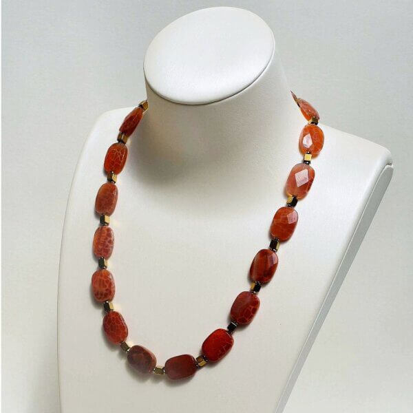 Fire Agate Necklace, 18"+2" Extendable Length - Image 3