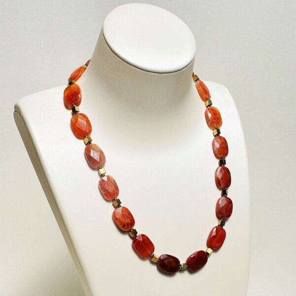 Fire Agate Necklace, 18"+2" Extendable Length - Image 2