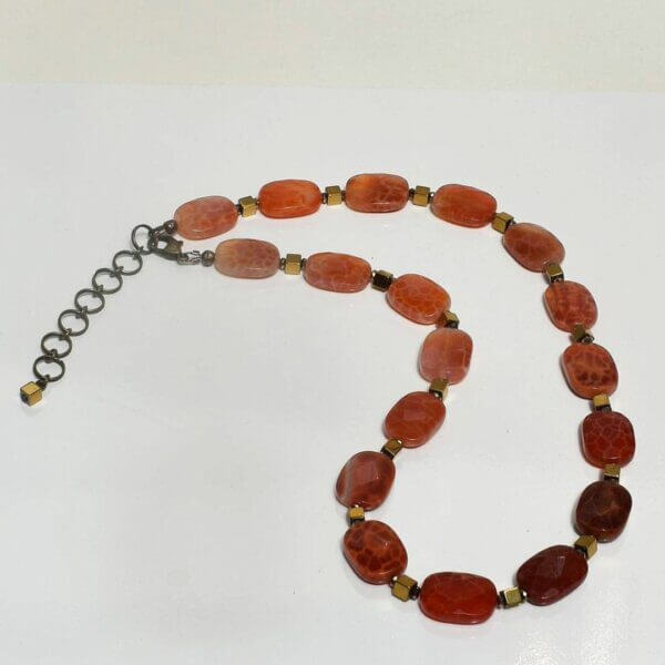Fire Agate Necklace, 18"+2" Extendable Length - Image 6