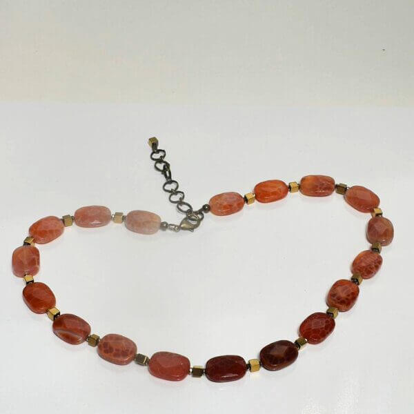 Fire Agate Necklace, 18"+2" Extendable Length - Image 5