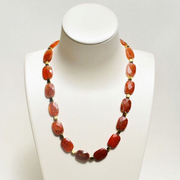 Fire Agate Necklace, 18"+2" Extendable Length