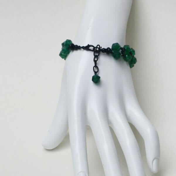 Green Agate + Black Spinel Bracelet 6.5" to 7.5" Adjustable - Image 8