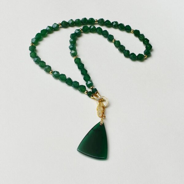 Green Agate Pendant Necklace 24" - Image 6