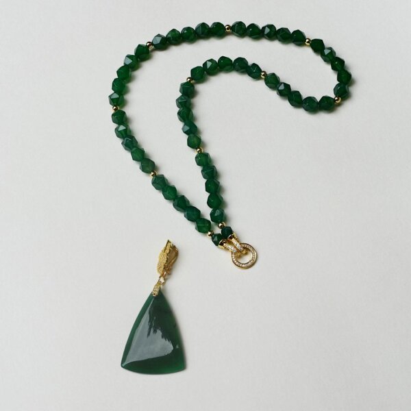 Green Agate Pendant Necklace 24" - Image 7
