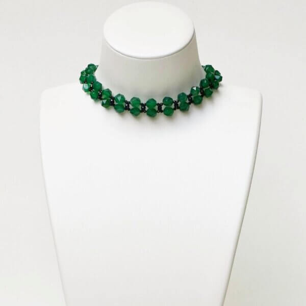 Green Agate + Black Spinel Choker 13” to 17” Adjustable