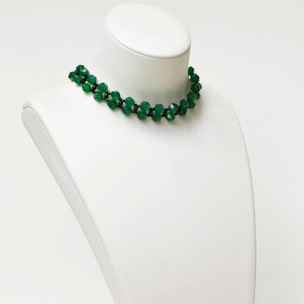 Green Agate + Black Spinel Choker 13” to 17” Adjustable - Image 2
