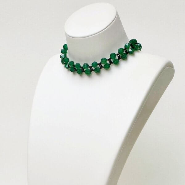 Green Agate + Black Spinel Choker 13” to 17” Adjustable - Image 3