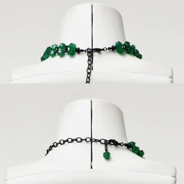 Green Agate + Black Spinel Choker 13” to 17” Adjustable - Image 4