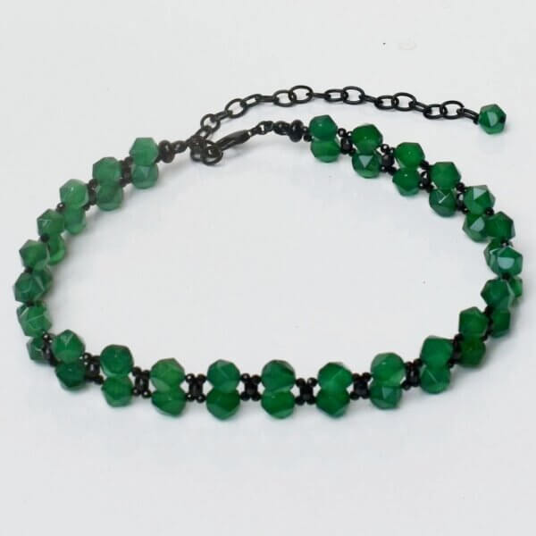Green Agate + Black Spinel Choker 13” to 17” Adjustable - Image 5