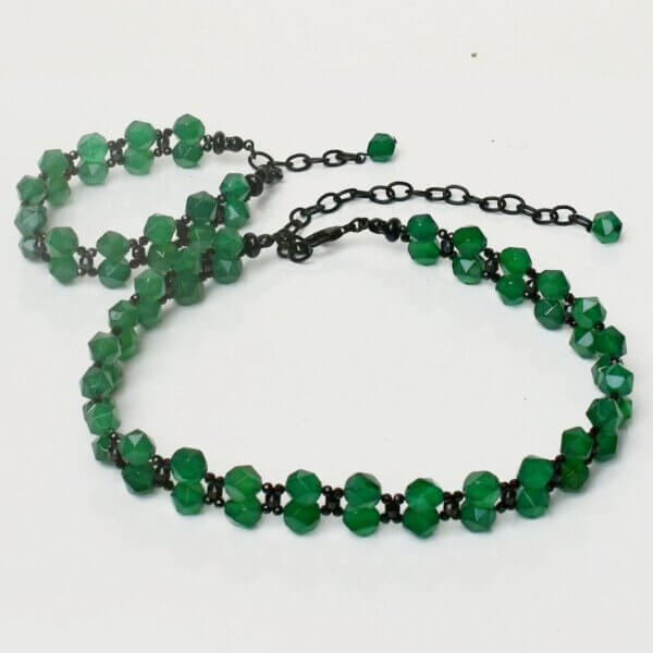 Green Agate + Black Spinel Choker 13” to 17” Adjustable - Image 6