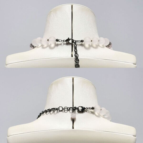 Rose Quartz + Hematite Pendant Necklace 16"-20" Adjustable - Image 4