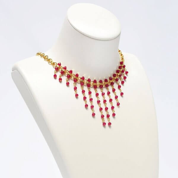 Ruby + Gold-Filled Chain Necklace 14"-17" Adjustable - Image 2