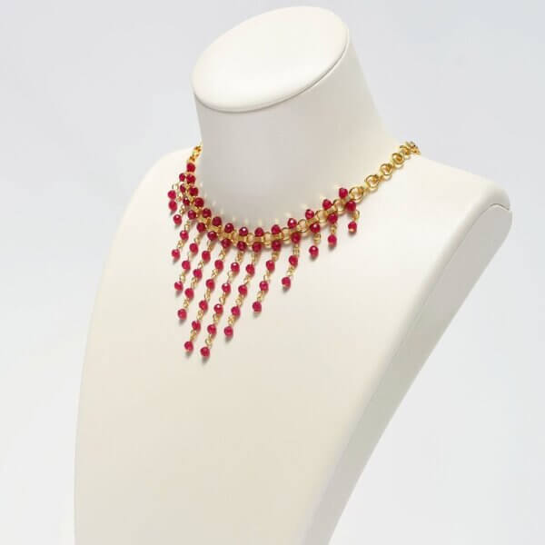 Ruby + Gold-Filled Chain Necklace 14"-17" Adjustable - Image 3