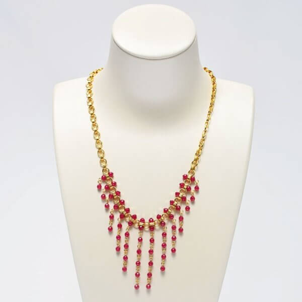 Ruby + Gold-Filled Chain Necklace 14"-17" Adjustable - Image 5