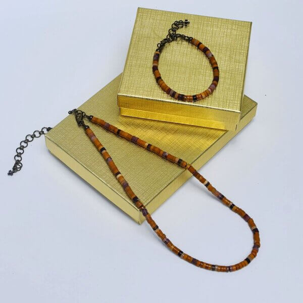 Dendritic Agate + Brecciated Agate + Mookaite Jasper Choker  14"-18" Adjustable - Image 6
