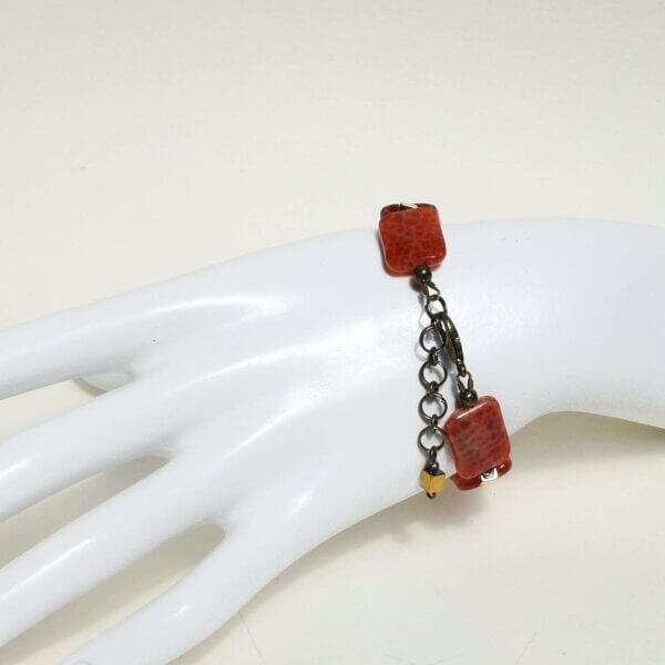 Fire Agate Bracelet 6 1/2" + 1 1/2" Adjustable Length - Image 3