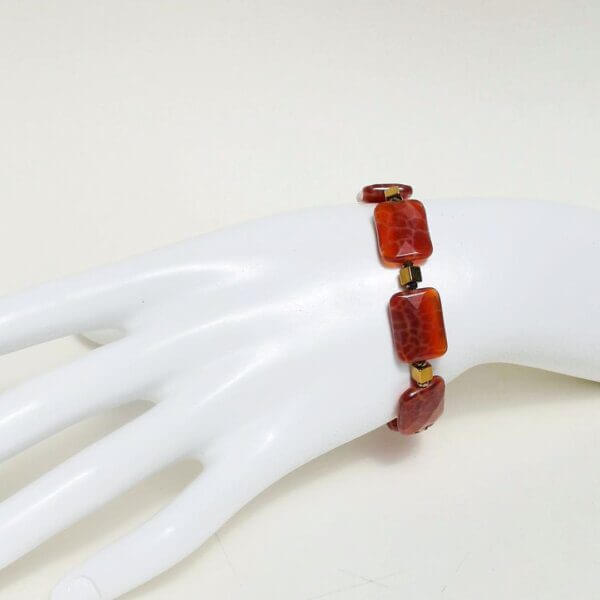 Fire Agate Bracelet 6 1/2" + 1 1/2" Adjustable Length - Image 2